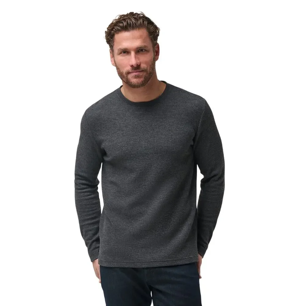 Travis Mathew $140 Cloud Waffle Crew Charcoal Comfort Longe Sleeve Shirt S